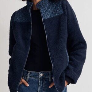 Madewell (Re)sourced Sherpa Zip-Front Jacket. Deep Indigo.  Size L. Like New.
